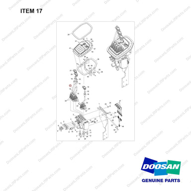 101101-01048 VALVE GROUP,CONTROL;4 SECTION,4 LEVER (F/S) - full parts diagram, item 17 marked - genuine Doosan / Bobcat forklift part