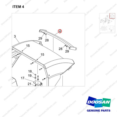 101524-00304 HOOD ASSY;D100/120S-9 - parts diagram, item 4 shown - genuine Doosan / Bobcat forklift part