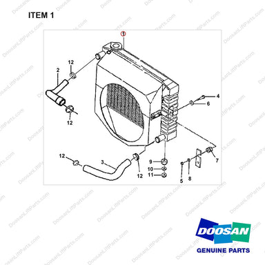 101529-00465 RADIATOR GROUP;G30G - full parts diagram, item 1 marked - genuine Doosan / Bobcat forklift part