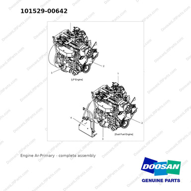 101529-00642 Engine Ar-Primary - full parts diagram - genuine Doosan / Bobcat forklift part