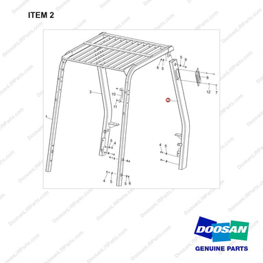 101529-01605 GUARD GROUP,OVERHEAD - full parts diagram, item 2 marked - genuine Doosan / Bobcat forklift part