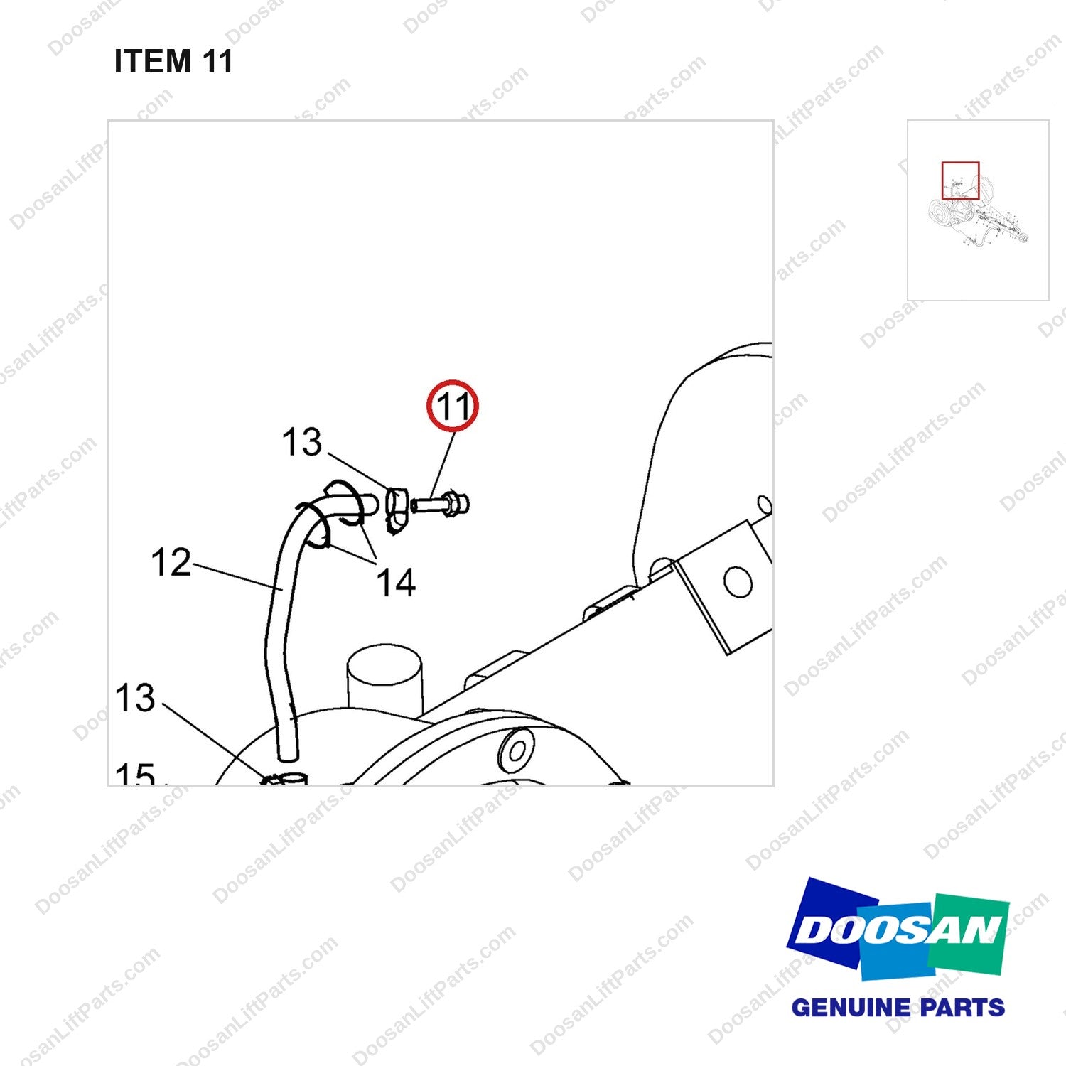 101529-01963 LINES GP-BRAKE OIL CIRCULATION - parts diagram, item 11 shown - genuine Doosan / Bobcat forklift part