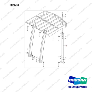 101534-01002 GUARD ASSY,OVERHEAD;STD B15SU-9 - full parts diagram, item 8 marked - genuine Doosan / Bobcat forklift part