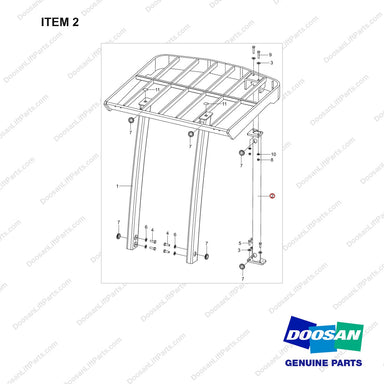 101534-01160 GUARD ASSY, OHG;18.2" LOW 84.5" - full parts diagram, item 2 marked - genuine Doosan / Bobcat forklift part