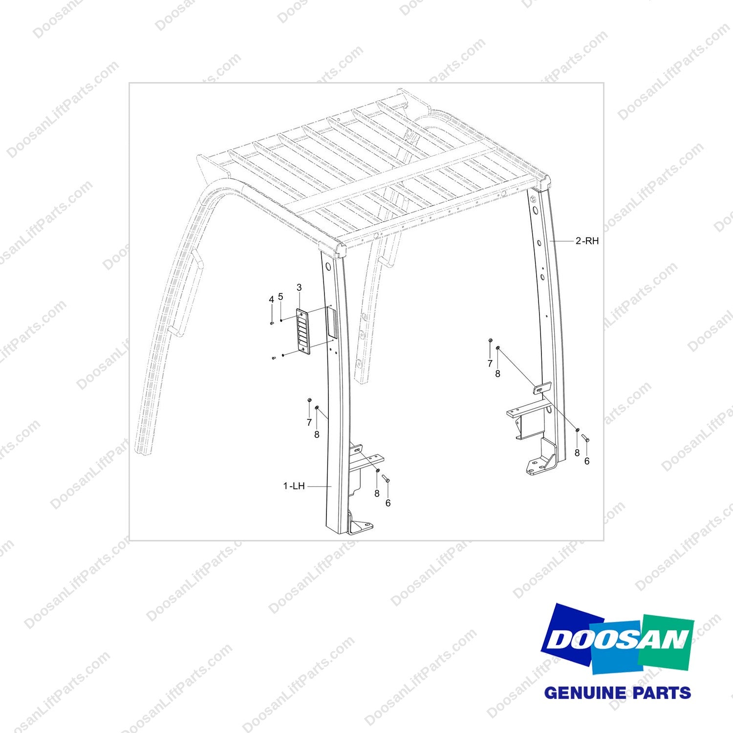 101534-01200 LEG GP;LOWERED OVHG,GC45S-9(KUBOTA) - full parts diagram - genuine Doosan / Bobcat forklift part