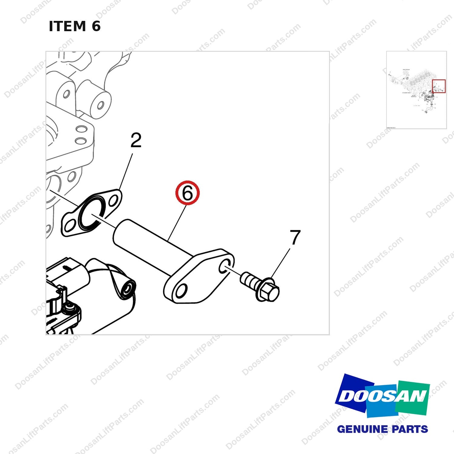 101550-00060B EGR,INTAKE/EXHAUST SYSTEM - parts diagram, item 6 shown - genuine Doosan / Bobcat forklift part