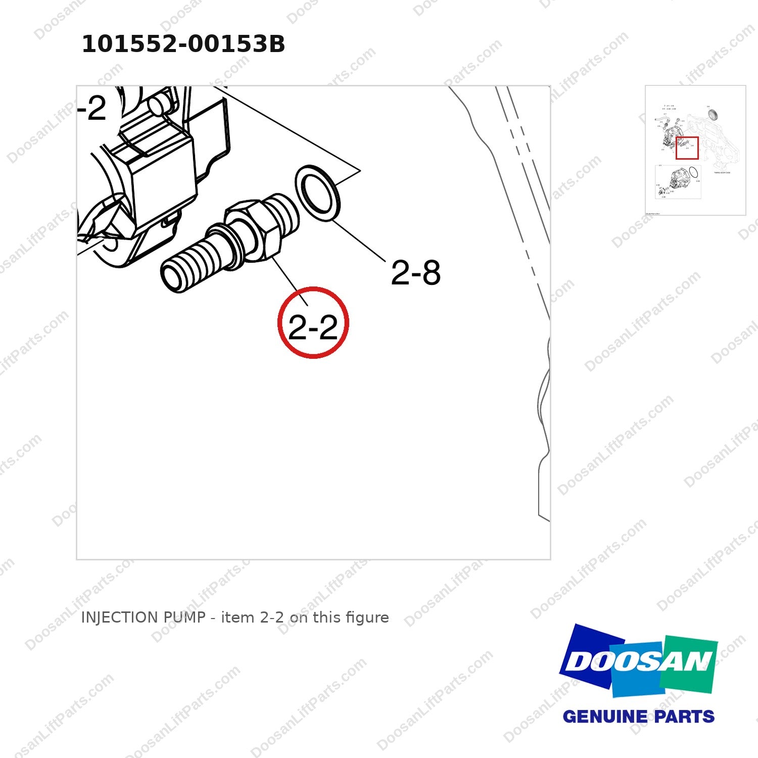 101552-00153B INJECTION PUMP - parts diagram, item 2-2 shown - genuine Doosan / Bobcat forklift part