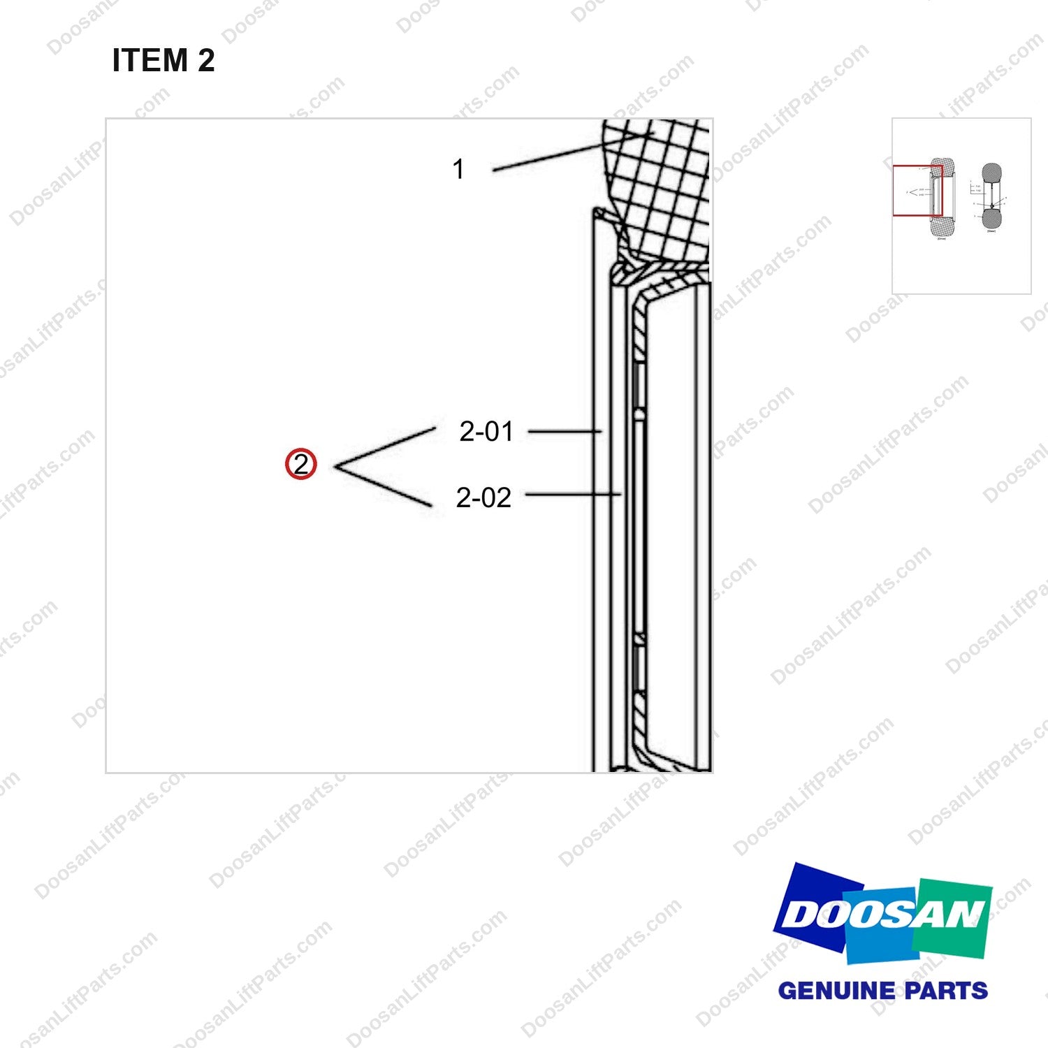 101572-00121 WHEEL & TIRE GROUP;SOLID - parts diagram, item 2 shown - genuine Doosan / Bobcat forklift part