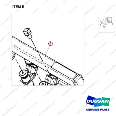 101582-02358 RAIL ASSY,FUEL;PSI 4.3L, DUAL FUEL - parts diagram, item 5 shown - genuine Doosan / Bobcat forklift part