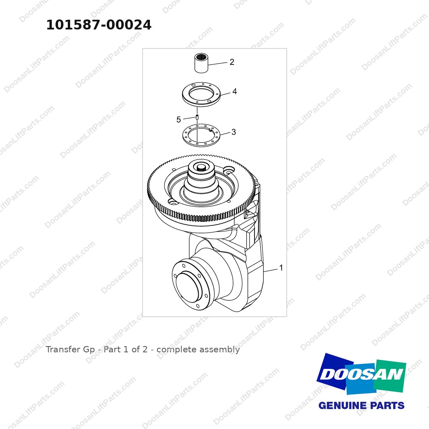 101587-00024 Transfer Gp - Part 1 of 2 - full parts diagram - genuine Doosan / Bobcat forklift part