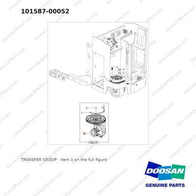 101587-00052 TRANSFER GROUP - full parts diagram, item 1 marked - genuine Doosan / Bobcat forklift part