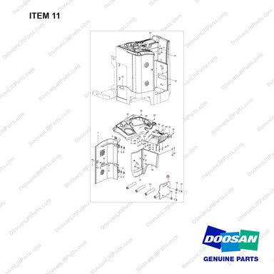 102301-00864 PANEL;GROUP-OUTER - 14.4 - full parts diagram, item 11 marked - genuine Doosan / Bobcat forklift part
