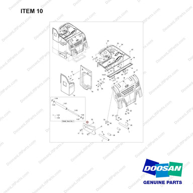 102301-01315 PANEL;GROUP-OUTER 20.5 - full parts diagram, item 10 marked - genuine Doosan / Bobcat forklift part