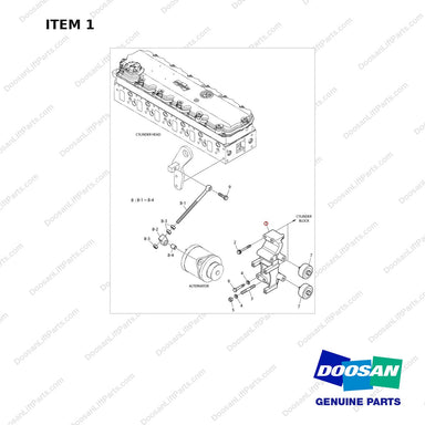 110403-00047E ALTERNATOR MOUNTING - full parts diagram, item 1 marked - genuine Doosan / Bobcat forklift part