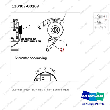 110403-00103 UL SAFETY,DS;INTERIM TIER-4 - parts diagram, item 3 shown - genuine Doosan / Bobcat forklift part