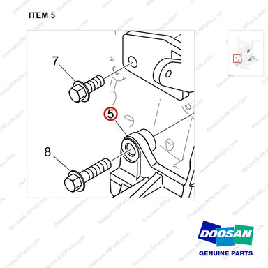 110403-00366 ALTERNATOR MOUNTING - parts diagram, item 5 shown - genuine Doosan / Bobcat forklift part