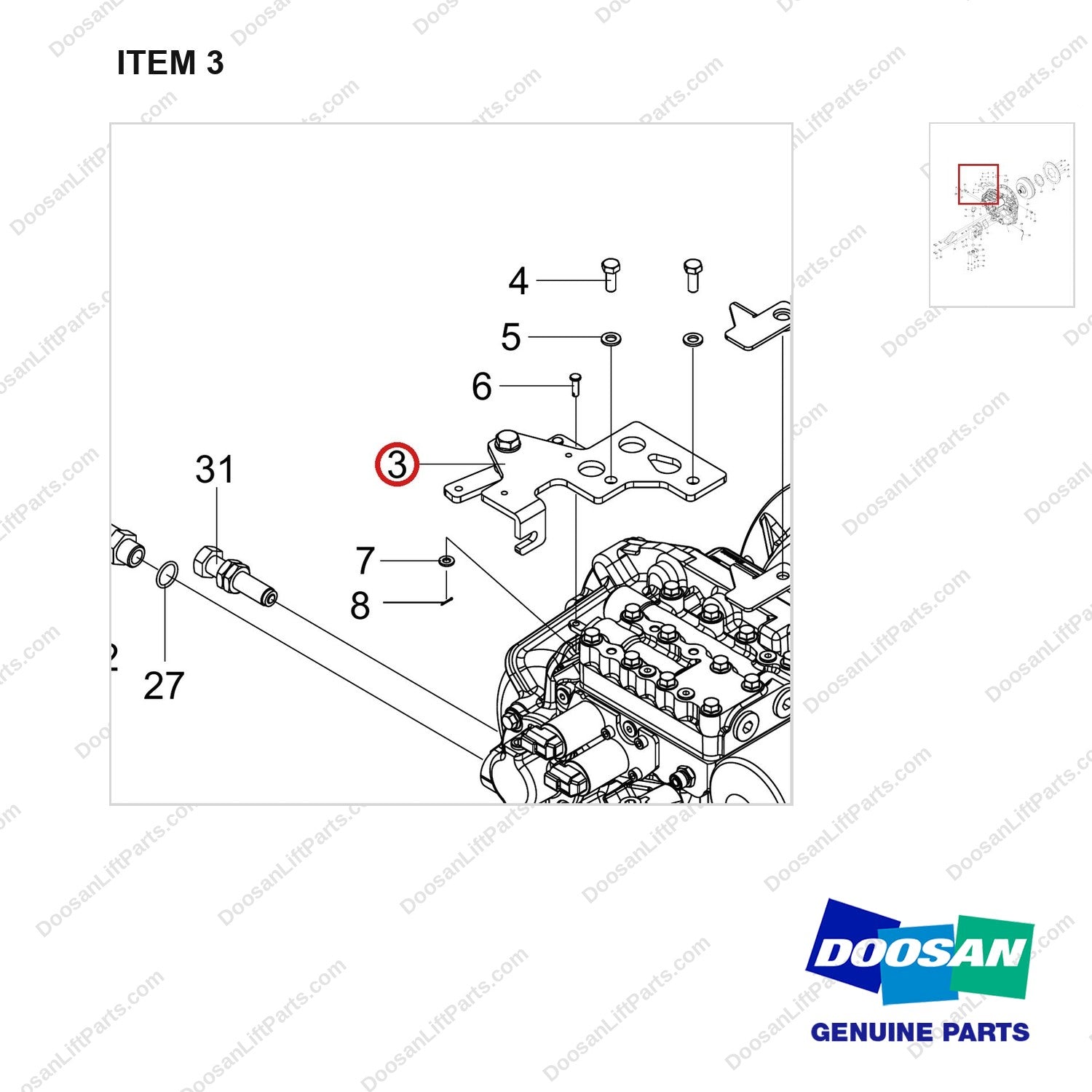 110407-00125 TRANSMISSION GROUP;MODULE,GC45S-9 - parts diagram, item 3 shown - genuine Doosan / Bobcat forklift part