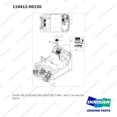 110412-00150 CH/OV AR.;COOLING FAN-HEAVY,BT-7,48V - full parts diagram, item 2 marked - genuine Doosan / Bobcat forklift part