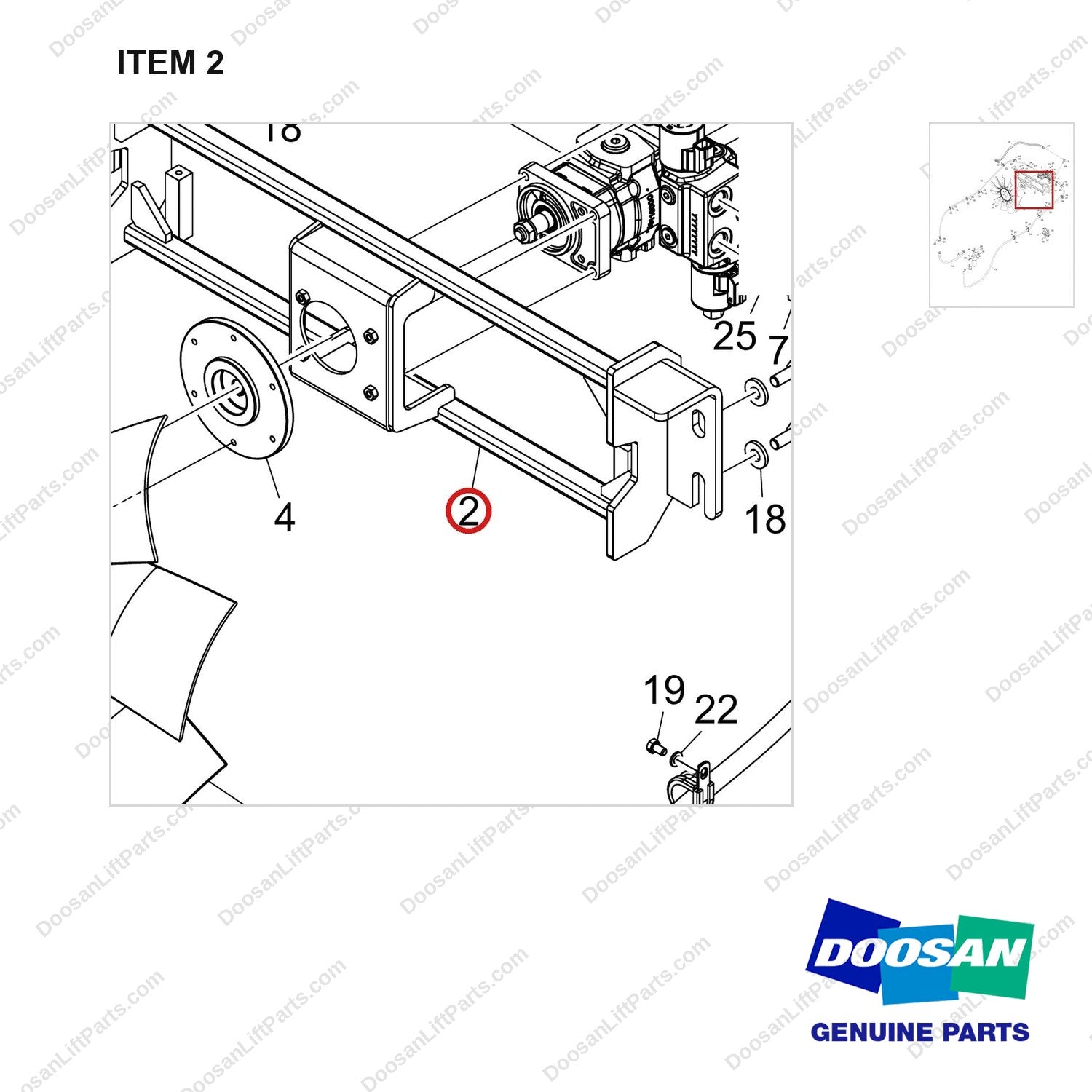 110412-00301 FAN GROUP;W/ AUTO REVERSE - parts diagram, item 2 shown - genuine Doosan / Bobcat forklift part