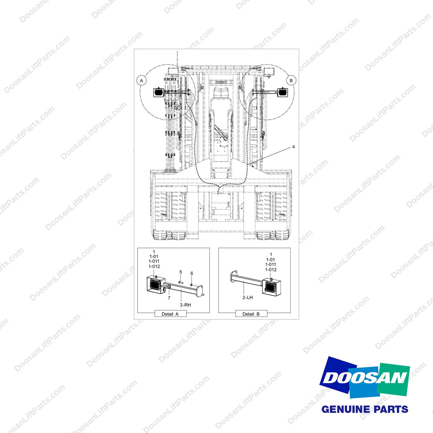 110414-02259 LAMP GP;FFT MAST,LED - full parts diagram - genuine Doosan / Bobcat forklift part