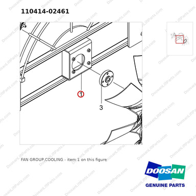 110414-02461 FAN GROUP,COOLING - parts diagram, item 1 shown - genuine Doosan / Bobcat forklift part