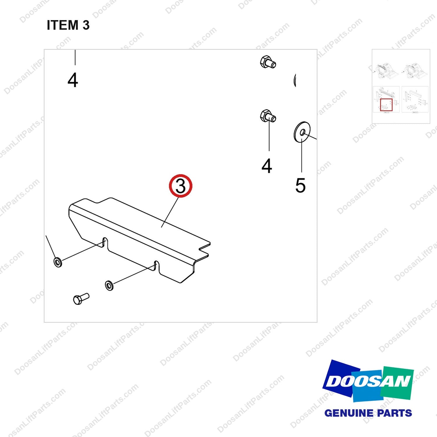110414-03188 BAFFLE;GROUP,3.0TON - parts diagram, item 3 shown - genuine Doosan / Bobcat forklift part