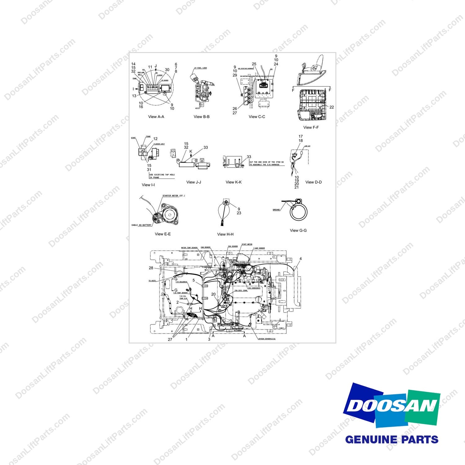 110414-03239 WIRING GROUP;GC18S-5,T3,HMC2.4L - full parts diagram - genuine Doosan / Bobcat forklift part