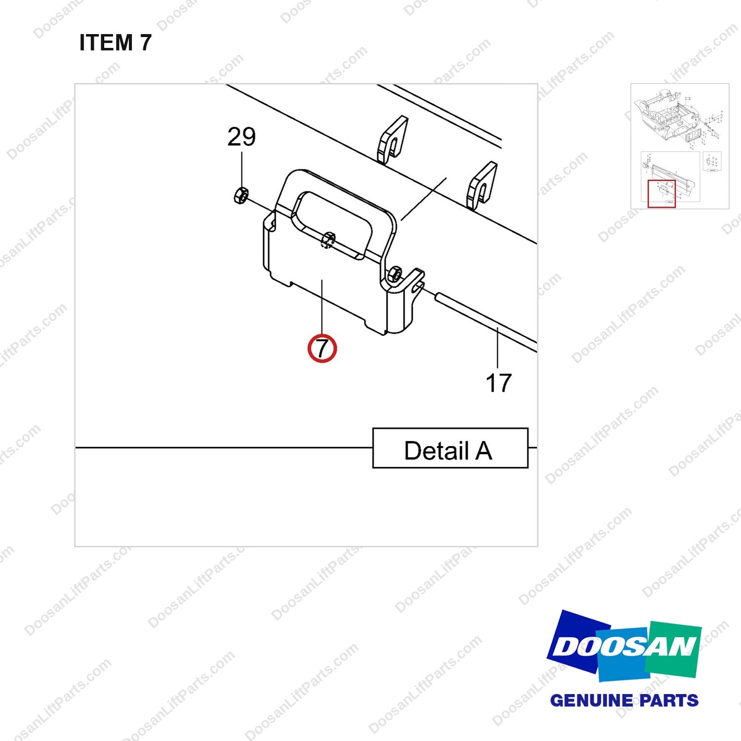 110414-03326 CH/OV AR-BATT.SIDE ROLL IN OUT;B22/25X-7 - parts diagram, item 7 shown - genuine Doosan / Bobcat forklift part