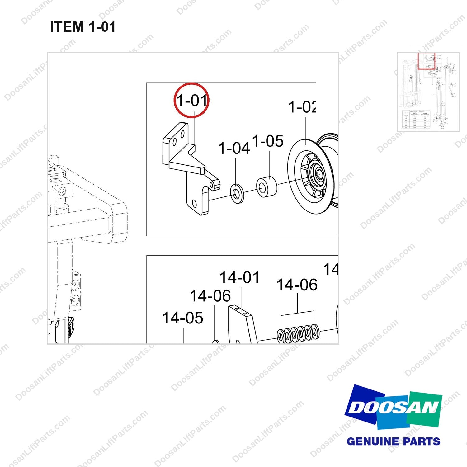 110414-03487 LINES GP,ATT;PRI-3WAY,FFT - parts diagram, item 1-01 shown - genuine Doosan / Bobcat forklift part