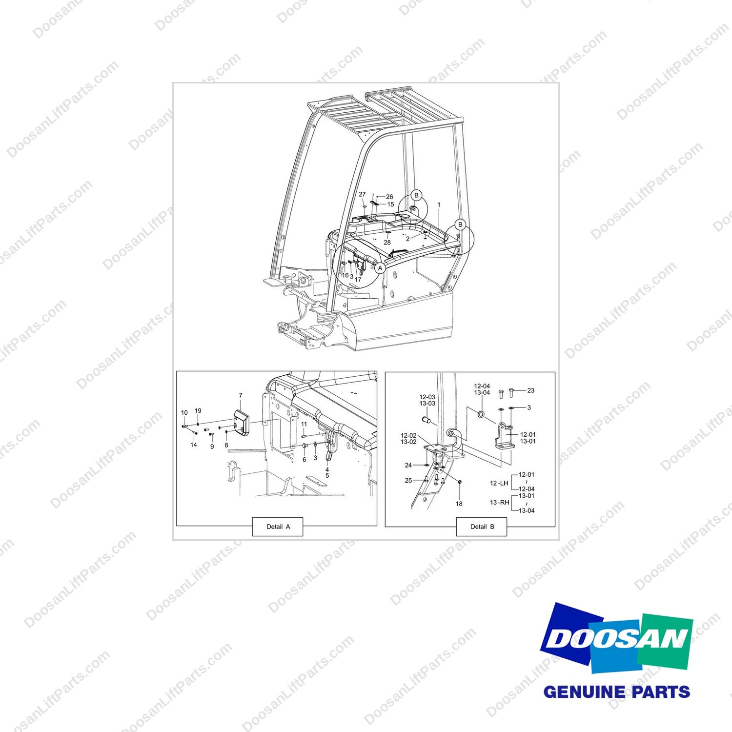 110414-04056 HOOD GROUP;B15T-7 - full parts diagram - genuine Doosan / Bobcat forklift part