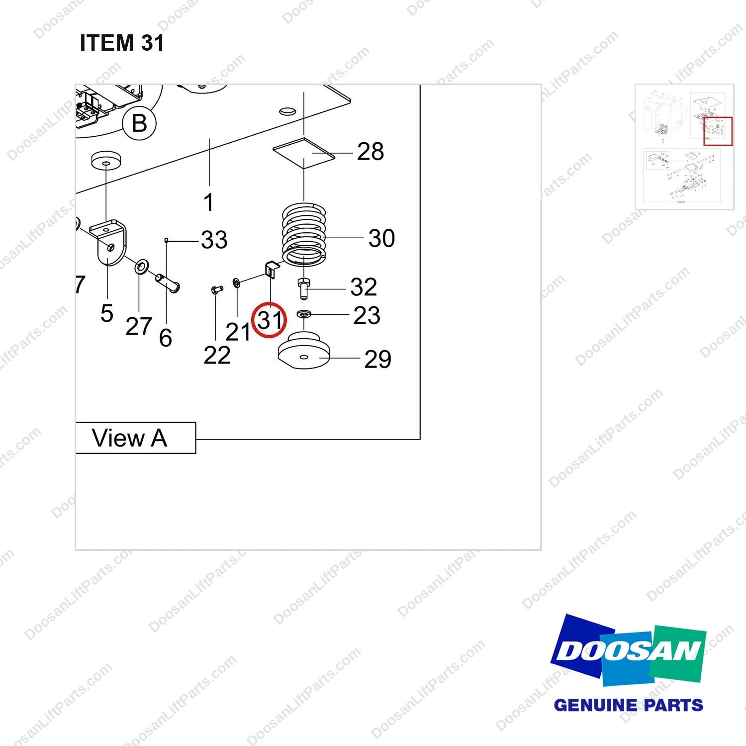 110414-04387 PLATE,FLOOR;GROUP - parts diagram, item 31 shown - genuine Doosan / Bobcat forklift part