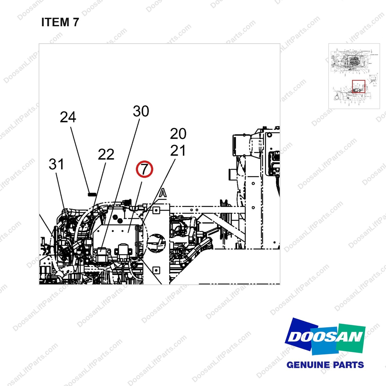 110414-04846 WIRING GROUP;NEW OPC,D40S,T4,74KW - parts diagram, item 7 shown - genuine Doosan / Bobcat forklift part