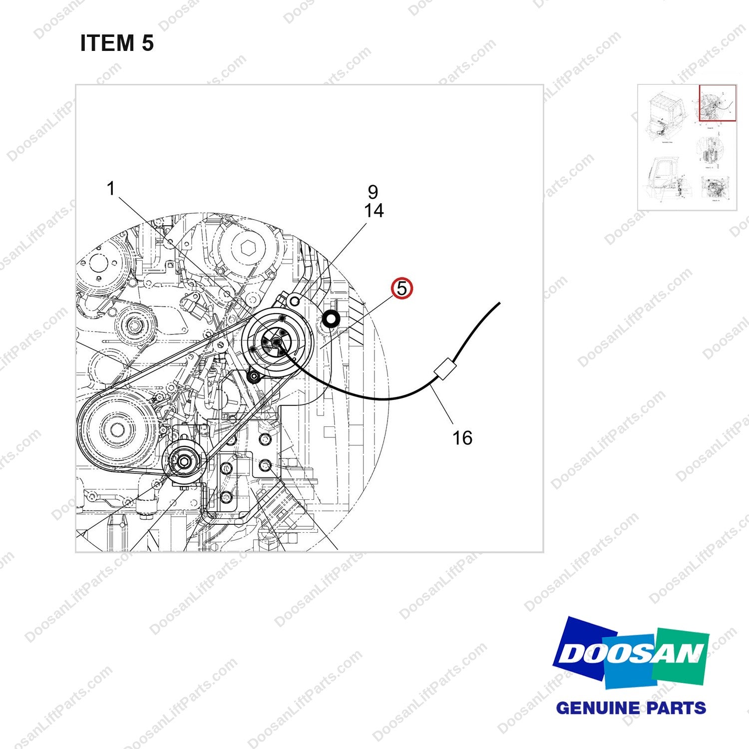 110414-05043 AIRCON GP;KUBOTA - parts diagram, item 5 shown - genuine Doosan / Bobcat forklift part
