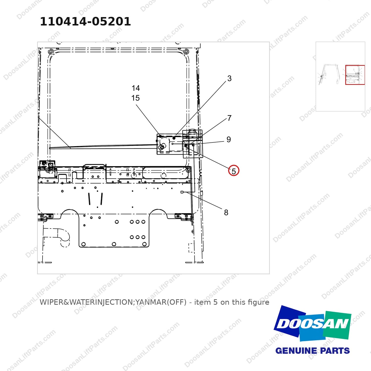 110414-05201 WIPER&WATERINJECTION;YANMAR(OFF) - parts diagram, item 5 shown - genuine Doosan / Bobcat forklift part