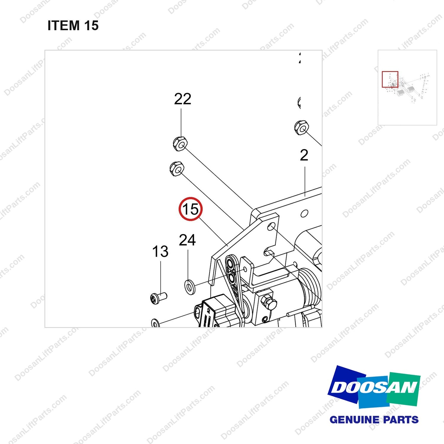 110414-05416 BRAKE AND INCHING REDAL GP;D40S-9 T5 55K - parts diagram, item 15 shown - genuine Doosan / Bobcat forklift part