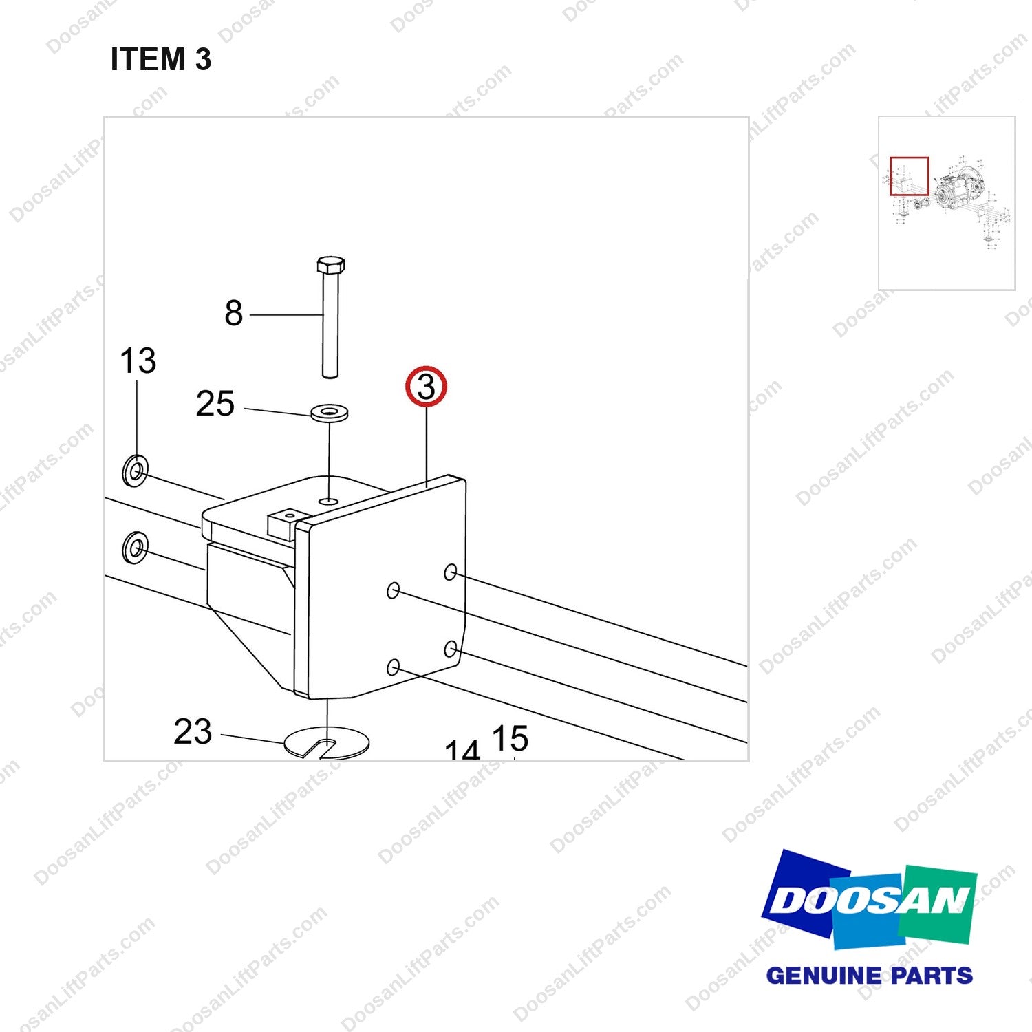 110414-05781 TRANSMISSION GP;D40S-9 - parts diagram, item 3 shown - genuine Doosan / Bobcat forklift part