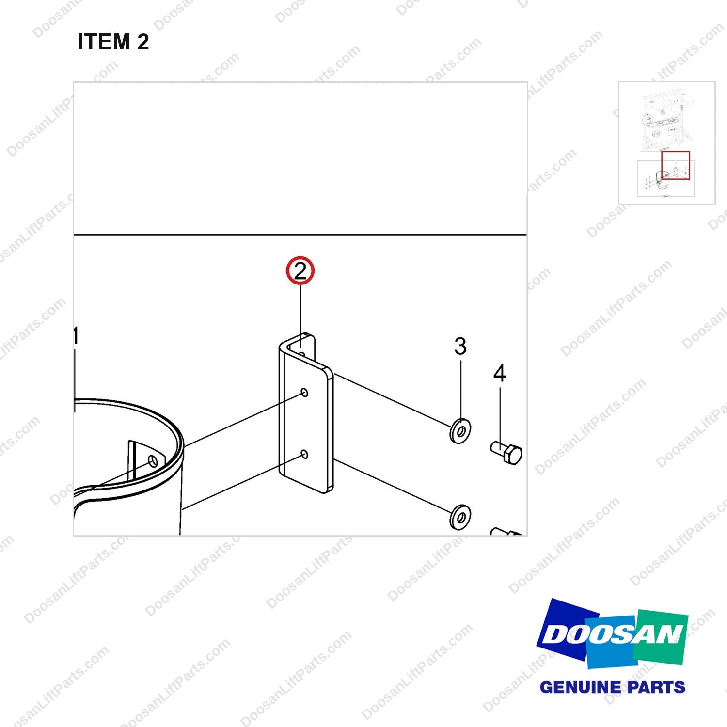 110414-05966 HOLDER;CUP - parts diagram, item 2 shown - genuine Doosan / Bobcat forklift part