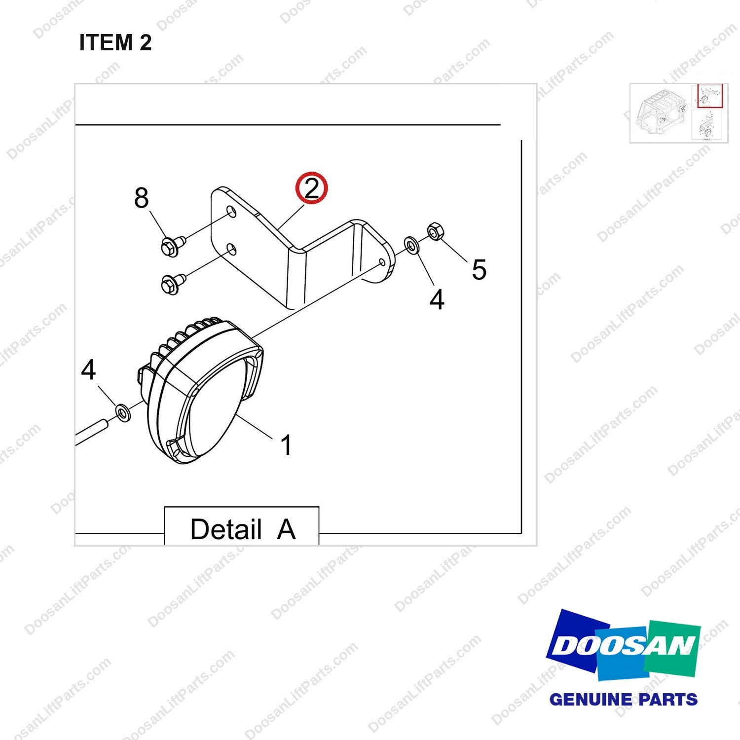 110414-06523 OPTION-TWO REAR LAMP;LED,LPG - parts diagram, item 2 shown - genuine Doosan / Bobcat forklift part