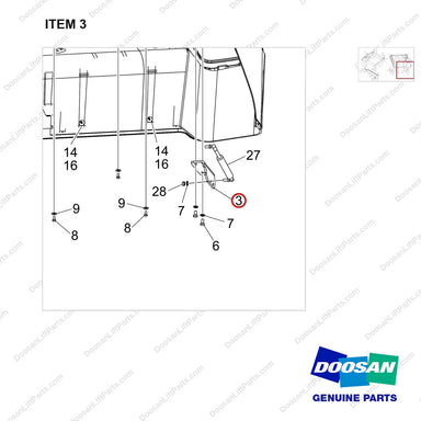 110414-06610 HOOD MODULE;D25S-9 - parts diagram, item 3 shown - genuine Doosan / Bobcat forklift part