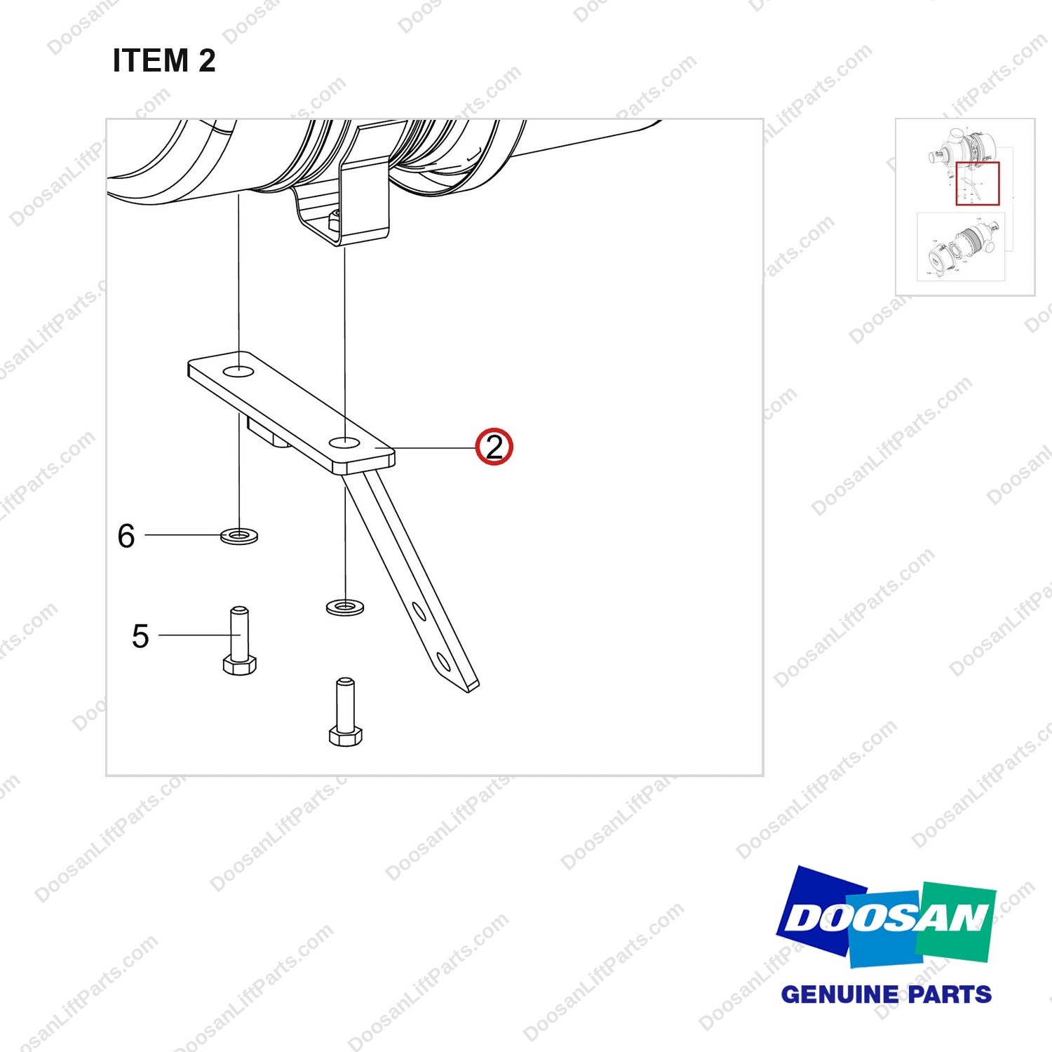 110414-06711 CLEANER ASSY,AIR;D40S-9 - parts diagram, item 2 shown - genuine Doosan / Bobcat forklift part