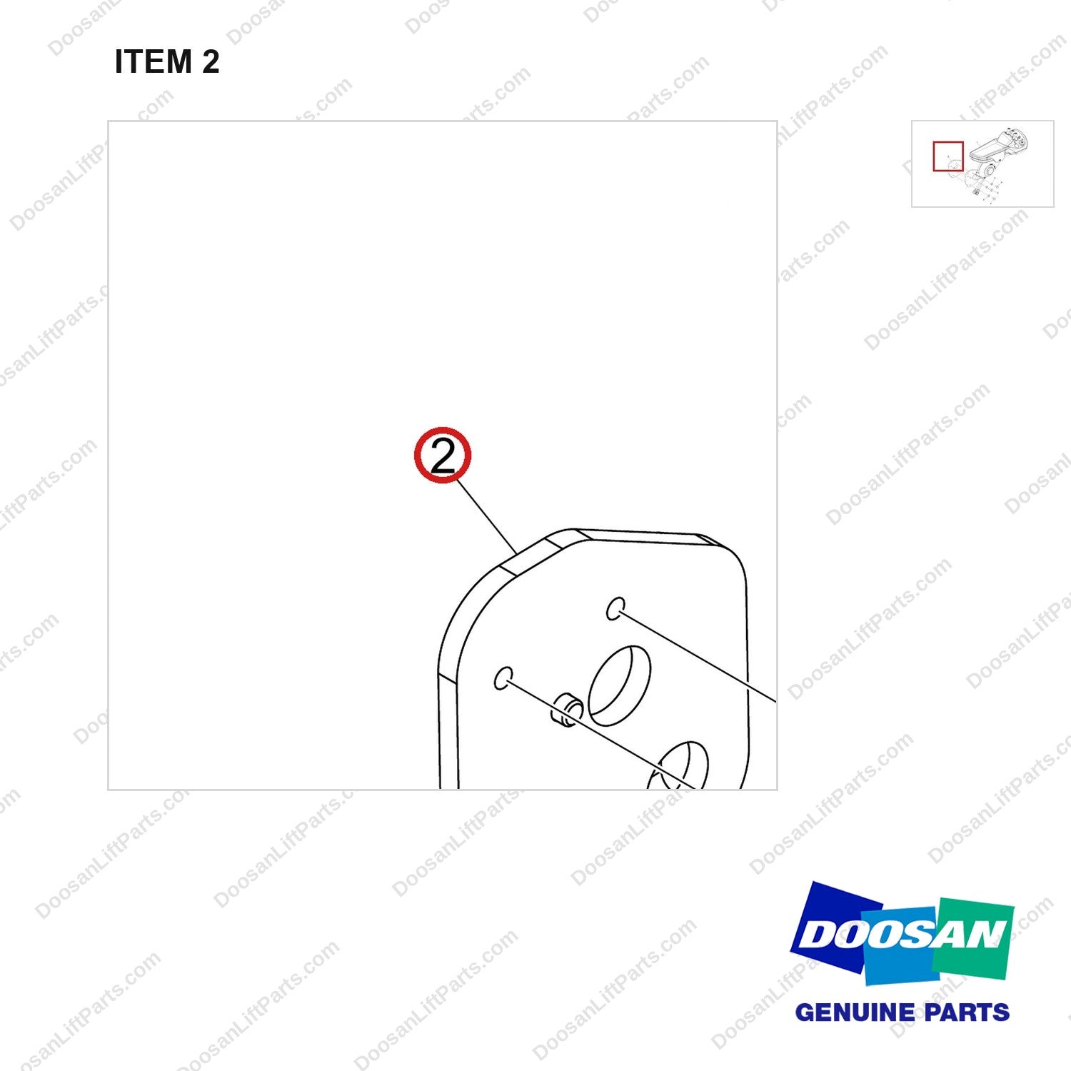 110414-07305 MOUNT GROUP;ARMREST,3WAY,SEARS - parts diagram, item 2 shown - genuine Doosan / Bobcat forklift part