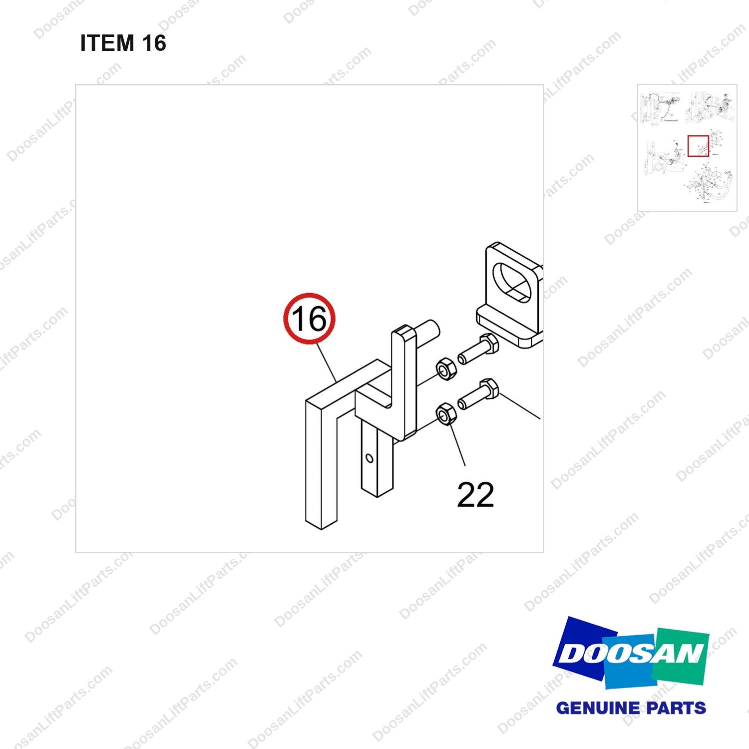 110414-07325 CH/OV AR-AUTO TILT LEVELING - parts diagram, item 16 shown - genuine Doosan / Bobcat forklift part
