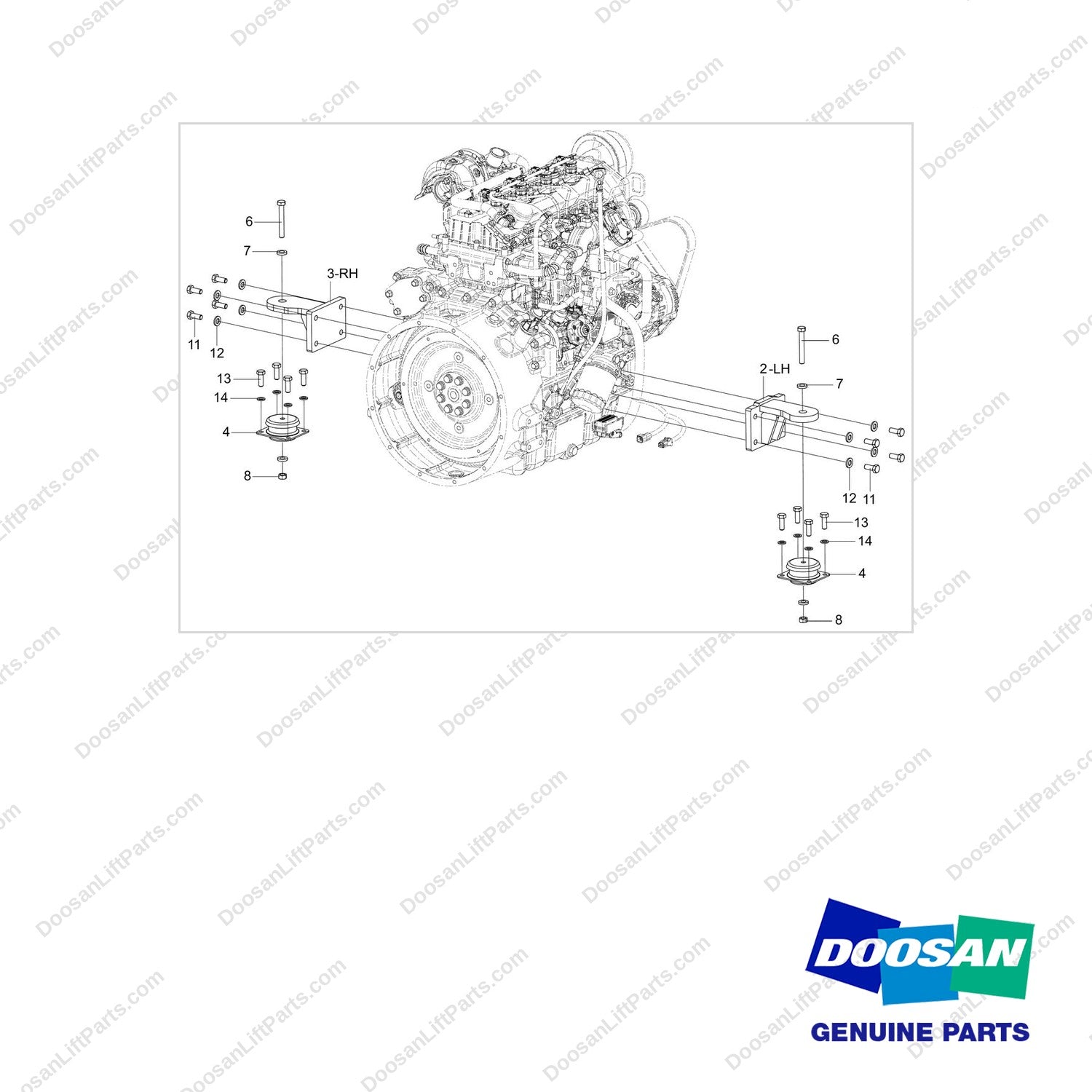 110414-07434 ENGINE GP;D40S-9 T5 55KW - full parts diagram - genuine Doosan / Bobcat forklift part