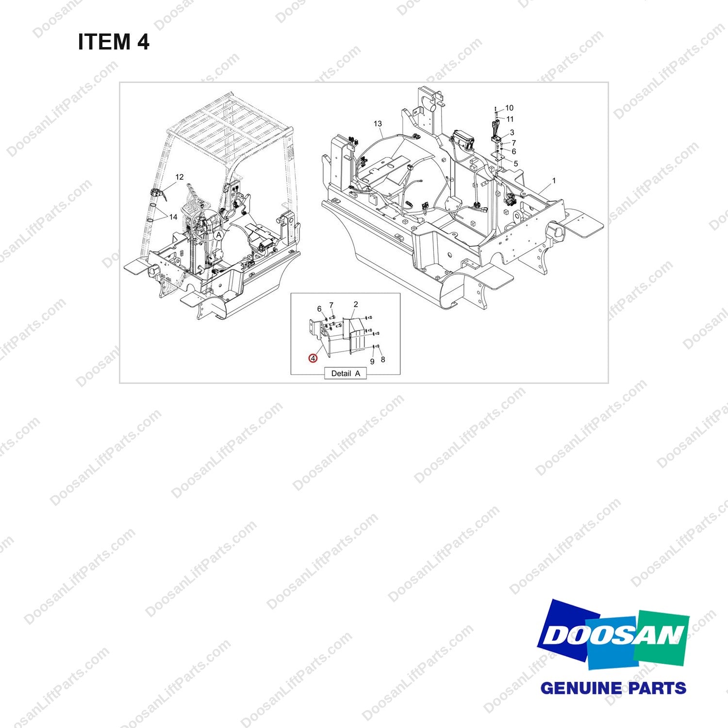 110414-09947 CH/OV AR-INFOLINK READY;G15S-5 - full parts diagram, item 4 marked - genuine Doosan / Bobcat forklift part
