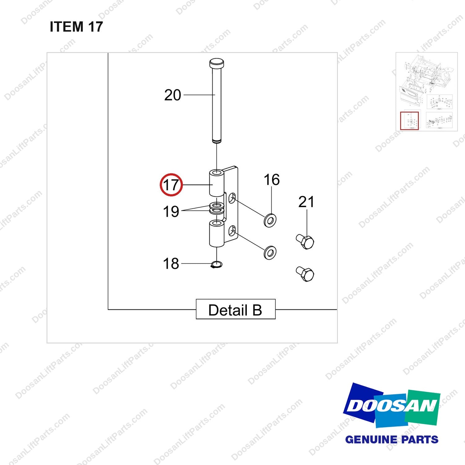 110414-10304 CH/OV AR;SLIO,B45X,BOBCAT - parts diagram, item 17 shown - genuine Doosan / Bobcat forklift part