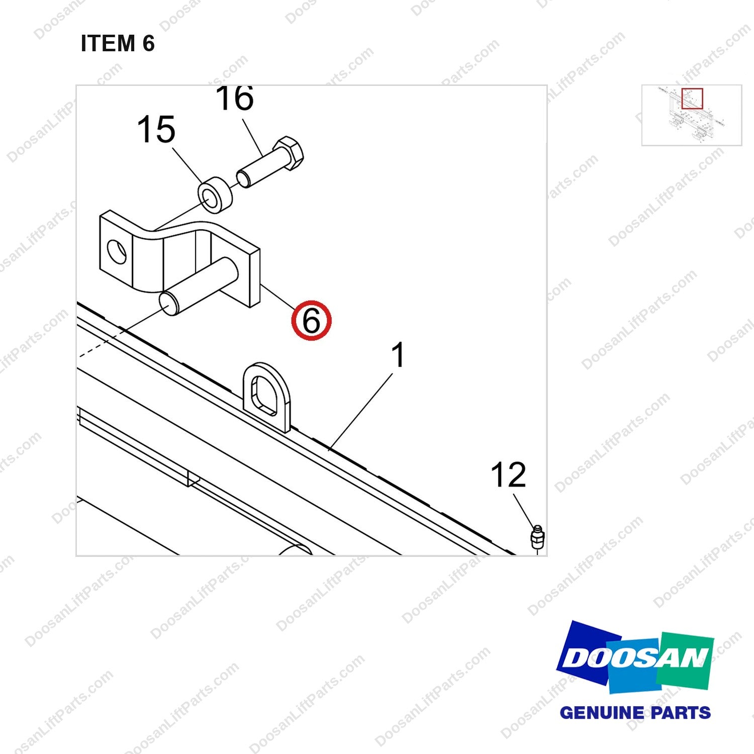 110414-10407 SIDE SHIFTER GROUP - parts diagram, item 6 shown - genuine Doosan / Bobcat forklift part