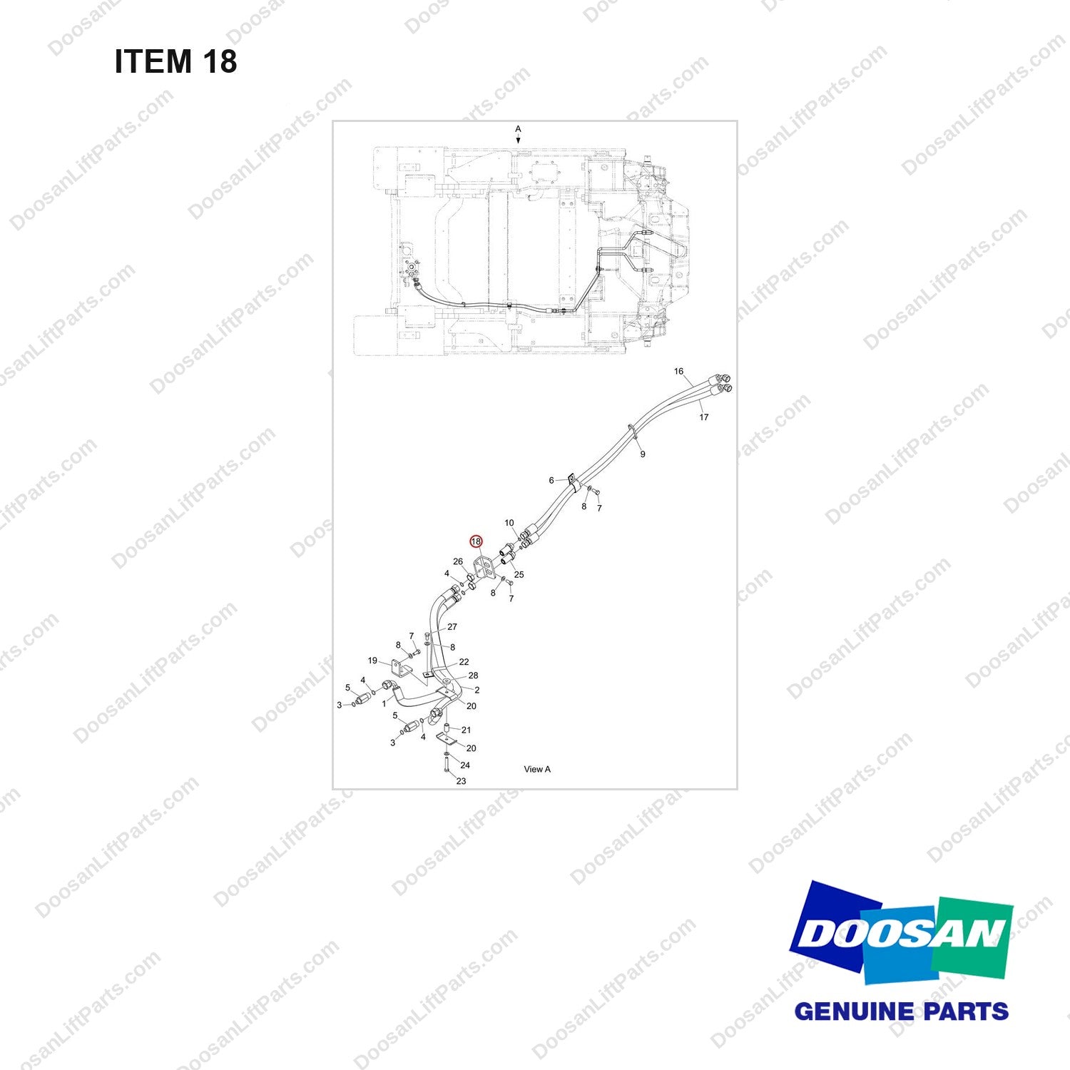 110414-10415 PIPE,STEERING;GROUP,GC35S-9 - full parts diagram, item 18 marked - genuine Doosan / Bobcat forklift part