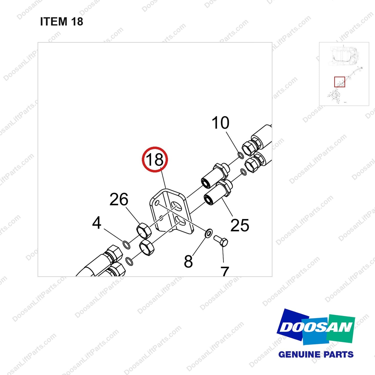110414-10415 PIPE,STEERING;GROUP,GC35S-9 - parts diagram, item 18 shown - genuine Doosan / Bobcat forklift part