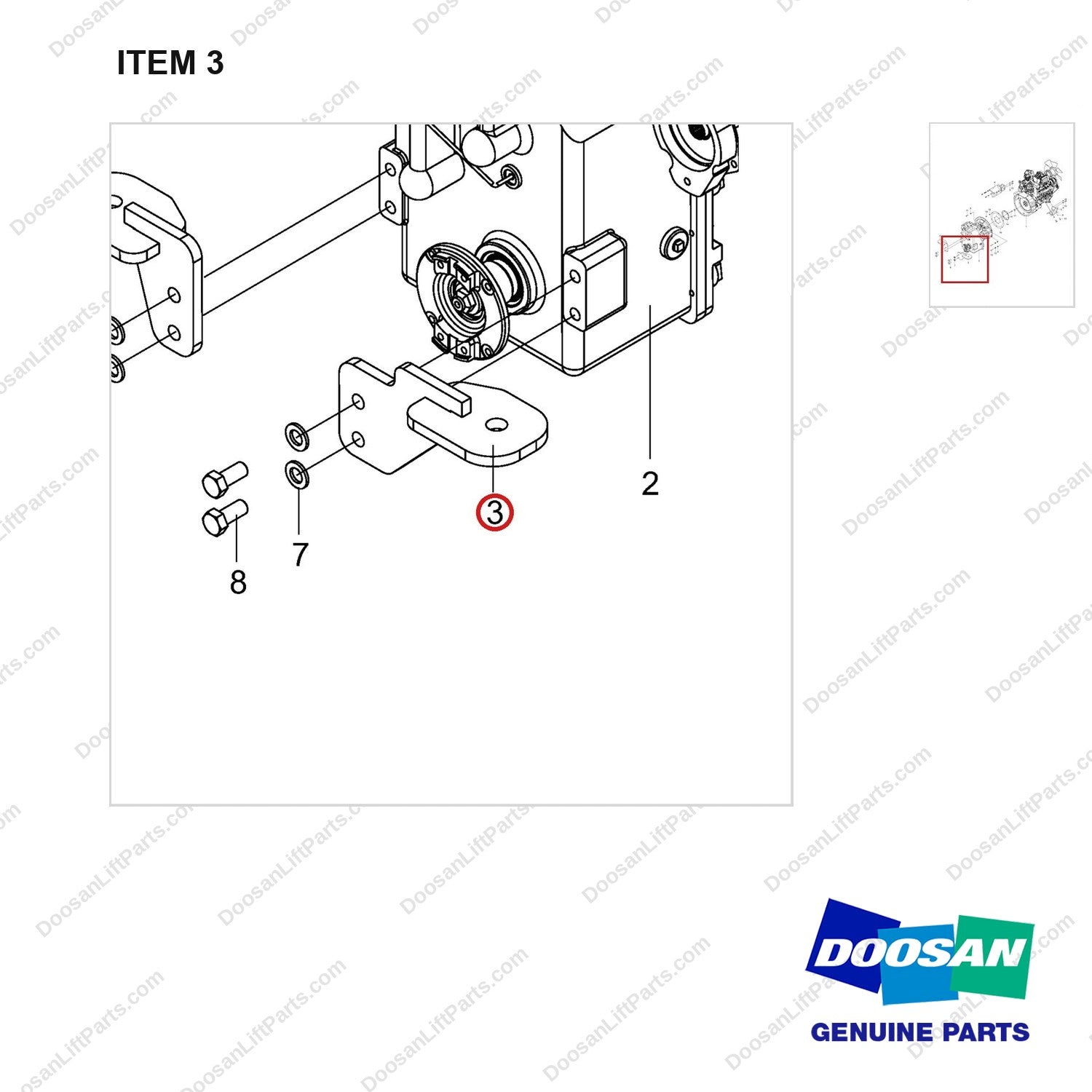 110420-01166 Engine & Transmission Gp - Non Certi - parts diagram, item 3 shown - genuine Doosan / Bobcat forklift part