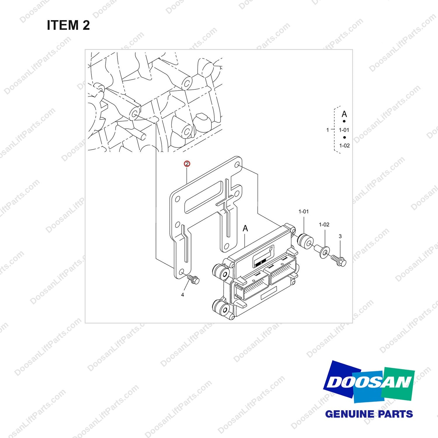 110420-02054 ECU GP - full parts diagram, item 2 marked - genuine Doosan / Bobcat forklift part